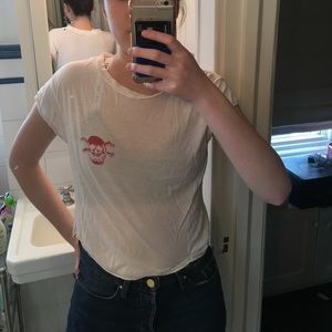 Brandy Melville red skull t shirt